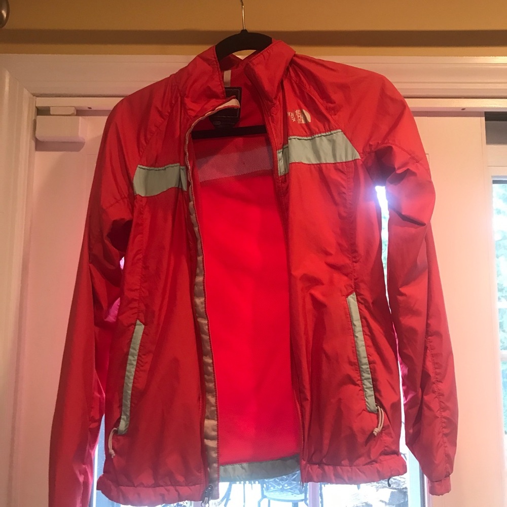 Pink and Blue North Face Windbreaker Jacket